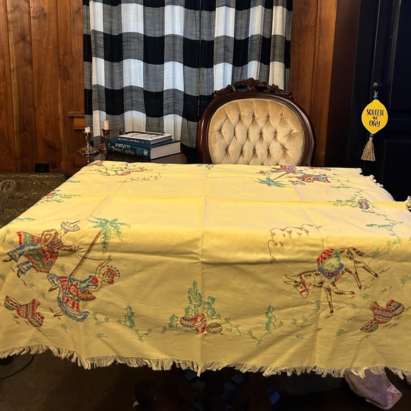 Vintage Dining Vintage Mexican Tablecloth Sombrero Mexican Dancer